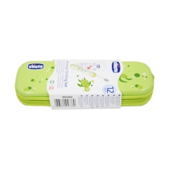 欧洲chicco铁盒装儿童趣味牙刷 内含牙刷和儿童牙膏绿色款孩子们的首选 欧洲出品更放心孩子的健康