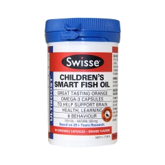 澳洲国宝Swisse儿童精品橙味聪明鱼油 90粒 1-12岁补充儿DHA和EPA 保健品