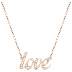 施华洛世奇SWAROVSKI Emotion水晶新款love珍爱玫瑰金项链字母锁骨链 5093576