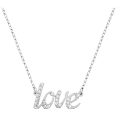 施华洛世奇SWAROVSKI Emotion水晶新款love珍爱白金色项链字母锁骨链5093577