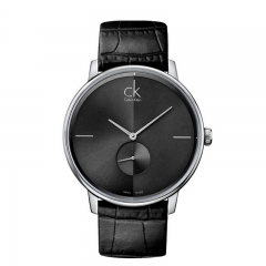 美国Calvin Klein卡文克莱手表accent系列情侣黑盘黑色皮带石英男表手表K2Y211C3