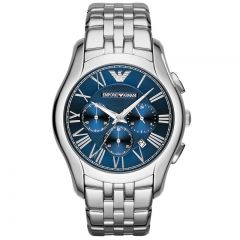 意大利Armani阿玛尼三眼六针蓝盘钢带石英腕表男表时尚运动商务手表AR1787