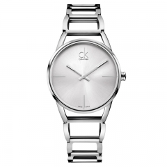 美国Calvin Klein卡文克莱手表STATELY系列女表时夜光白盘钢带石英表K3G23126