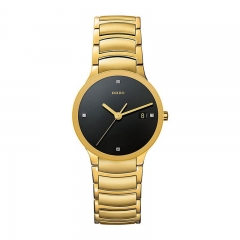 Rado雷达晶萃系列不锈钢PVD镀金带男士石英手表R30527713