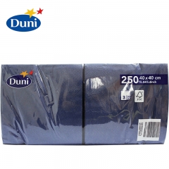 德国Duni杜尼纯色蓝色纸巾250片餐纸24*24cm原木浆餐厅商务宴会印花彩色餐巾纸