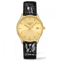 瑞士浪琴Longines 律雅系列 金色表盘人工合成蓝宝石表镜 石英女表 L4.359.2.32.2