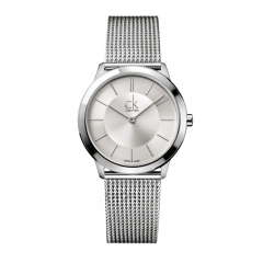 美国Calvin Klein卡文克莱手表MINIMAL系列女表白盘米兰钢带石英表中号K3M22126