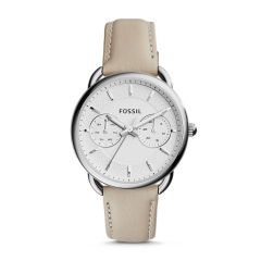 美国Fossil化石Tailor系列女表 计时腕表 米色真皮表带 白盘简约商务石英手表ES3806