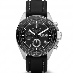 美国Fossil化石Decker系列男表 计时腕表 防水 黑色硅树脂表带 黑盘石英手表CH2573