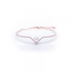 施华洛世奇SWAROVSKI Edify手链 玫瑰金色V形密镶仿水晶手镯5193123