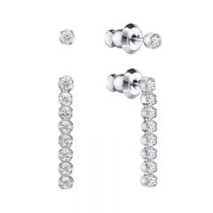 施华洛世奇SWAROVSKI Subtle白金色线形水晶质感穿孔长耳环5224174